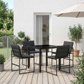 Garten Essgruppe 5 pcs Schwarz und Dunkelgrau 80 x 80 x 73 cm