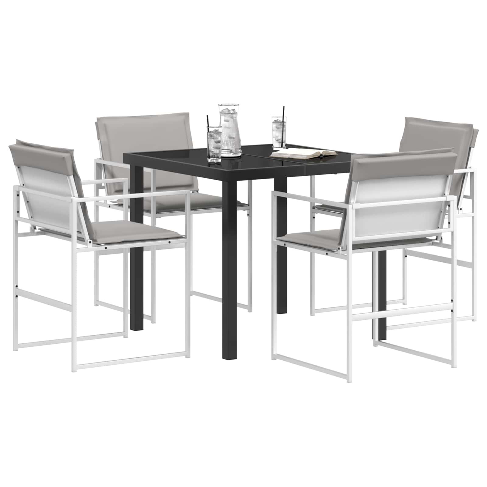 Garten Essgruppe 5 pcs Weiß und Hellgrau 80 x 80 x 73 cm