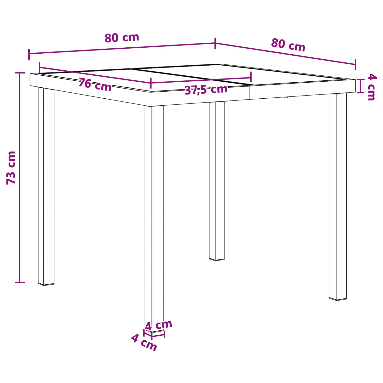 Garten Essgruppe 5 pcs Weiß und Anthrazit 80 x 80 x 73 cm