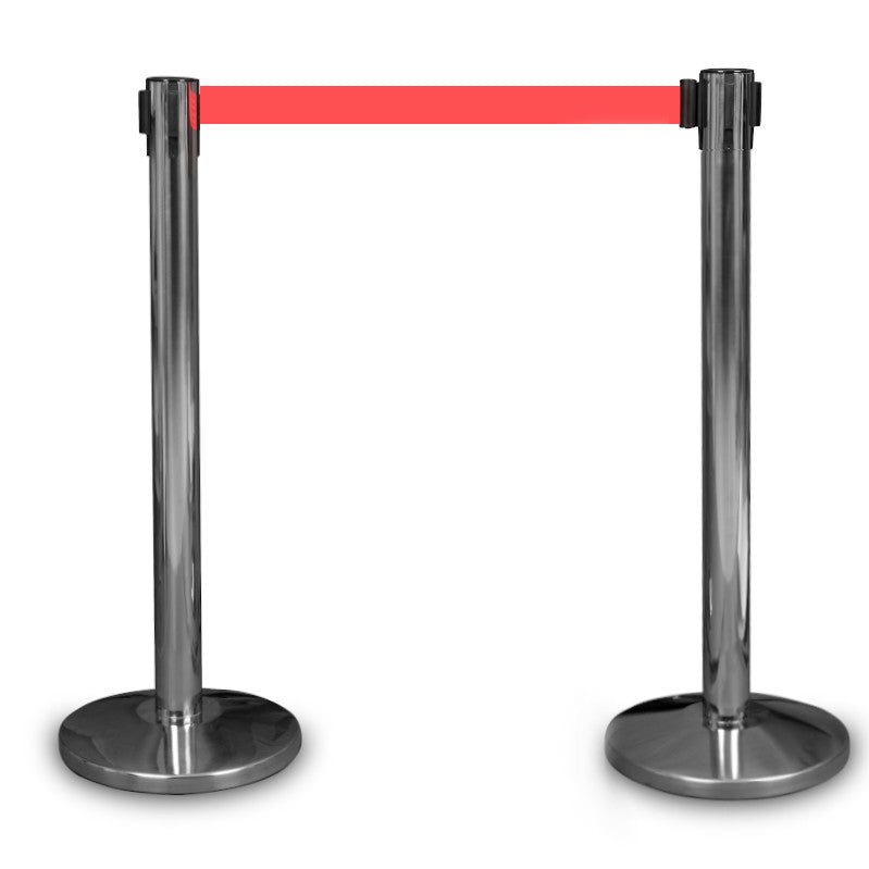"Premium" Pfosten - chrom, roter Gürtel-1