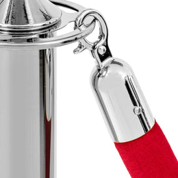 Samt-absperrseil 150 cm, rot, Karabiner chrom