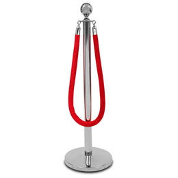 Samt-absperrseil 150 cm, rot, Karabiner chrom