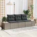 Gartensofa-set mit Speicher 3 pcs Grau Poly-Rattan