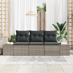 Gartensofa-set mit Speicher 3 pcs Grau Poly-Rattan