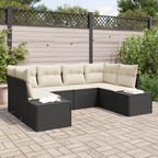 Gartensofa-set mit Speicher 6 pcs Schwarz und Creme Poly Rattan