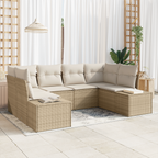 Gartensofa-set mit Speicher 6 pcs Beige und Creme Poly Rattan