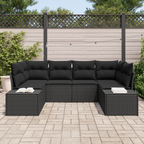 Gartensofa-set mit Speicher 6 pcs Schwarz Poly Rattan
