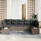 Gartensofa-set mit Speicher 7 pcs Grau Poly Rattan