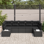 Gartensofa-set mit Speicher 7 pcs Schwarz Poly Rattan