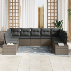 Gartensofa-set mit Kissen 9 pcs Grau Polyrattan