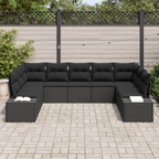 Gartensofa-set mit Kissen 9 pcs Schwarz Polyrattan