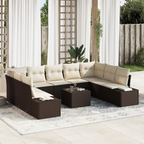 Gartensofa-set mit Kissen 9 pcs Braun und Creme Polyrattan