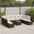 Gartensofa-set mit Kissen 9 pcs Braun und Creme Polyrattan