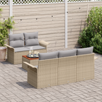 Gartensofa-set 6 pcs Beige und Hellgrau Poly-Rattan