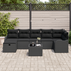 Sofa Set mit Kissen mit Speicher 8 pcs Schwarz Poly-Rattan