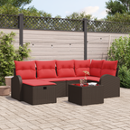 Sofa Set mit Kissen mit Speicher Braun und Rot Poly-Rattan
