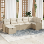 Sofa Set mit Kissen mit Speicher Beige und Creme Poly-Rattan