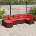 Sofa Set mit Kissen mit Speicher Braun und Rot Poly-Rattan