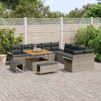 Garten-Sofa-Set mit Kissen mit Speicher 13 pcs Grau