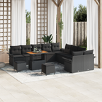 Garten-Sofa-Set mit Kissen mit Speicher 13 pcs Schwarz