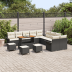 Garten-Sofa-Set mit Kissen 14 pcs Schwarz und Creme