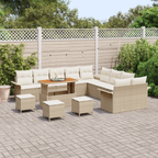 Garten-Sofa-Set mit Kissen mit Speicher 14 pcs Beige und Creme