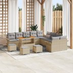 Garten-Sofa-Set mit Kissen 14 pcs Beige und Hellgrau