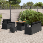 Garten-Sofa-Set mit Kissen mit Speicher 8 pcs Schwarz