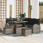 Garten-Sofa-Set mit Kissen mit Speicher 8 pcs Grau