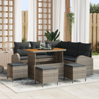 Garten-Sofa-Set mit Kissen mit Speicher 9 pcs Grau