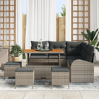 Garten-Sofa-Set mit Kissen mit Speicher 9 pcs Grau