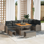Garten-Sofa-Set mit Kissen mit Speicher mit Kissen 9 pcs Grau