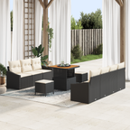 Garten-Sofa-Set mit Kissen 10 pcs Schwarz und Creme
