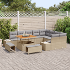 Gartensofa-set mit Kissen mit Speicher 12 pcs Beige Poly Rattan