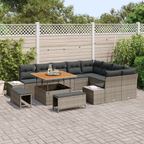 Gartensofa-set mit Kissen mit Speicher 12 pcs Grau Poly Rattan