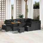 Gartensofa-set mit Kissen 12 pcs Schwarz Poly Rattan