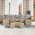 Gartensofa-set mit Kissen 10 pcs Beige Poly Rattan