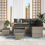 Gartensofa-set mit Kissen 8 pcs Grau Poly Rattan