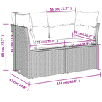 | Gartensofa | mit Kissen Grau 124 x 62 x 69cm Poly-Rattan