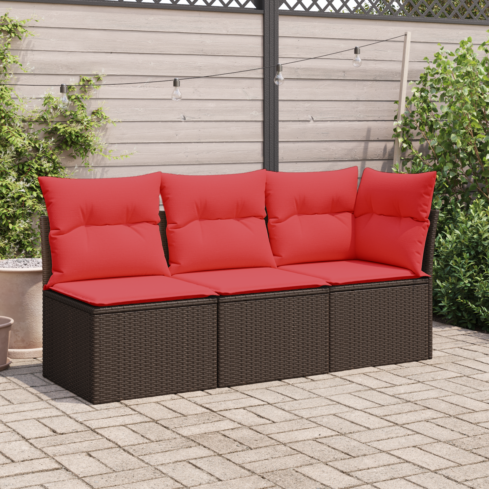 Garten-Ecksofa mit Kissen Braun Poly Rattan