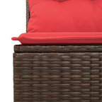 Gartensofa mit Kissen 4-Sitzer Braun Poly Rattan