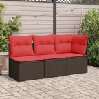 Gartensessel ohne Armlehnen mit Kissen Braun Poly Rattan