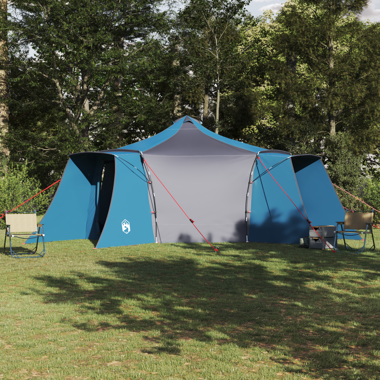 Tipi Zelt mit Dach mit Speicher Blau 492 x 492 x 275 cm Taft