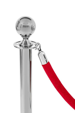 Samt-absperrseil 150 cm, rot, Karabiner chrom