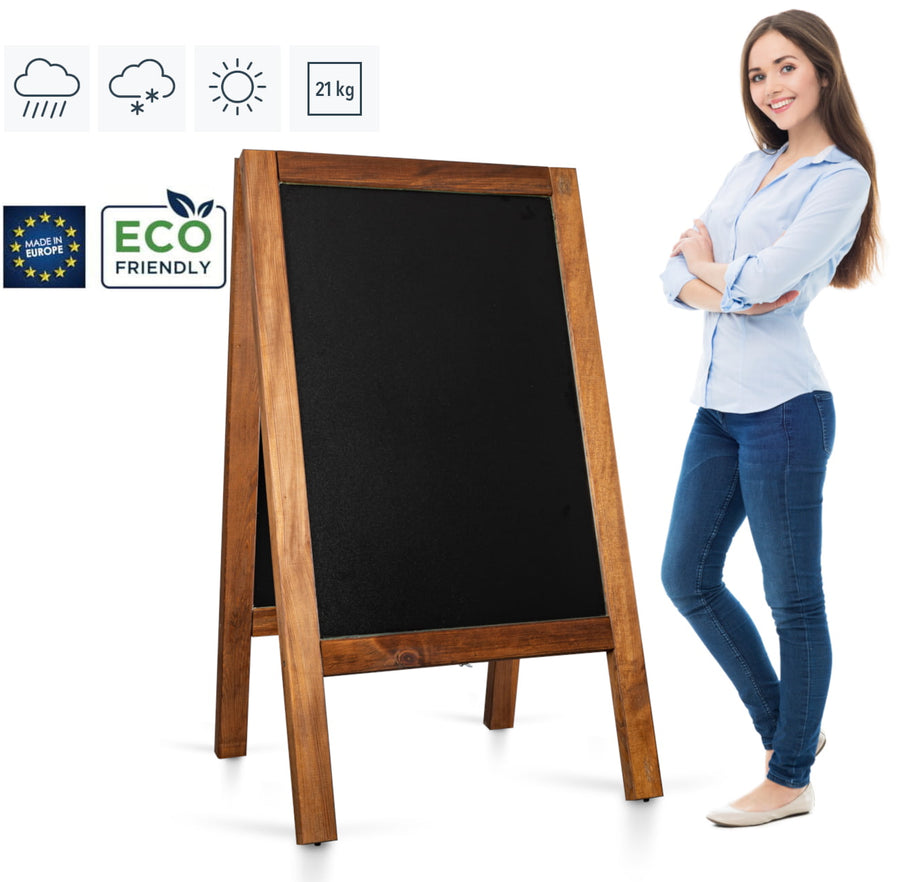 Holz-Kundenstopper PRO 65 x 118 cm, wettergeschützte Ausführung